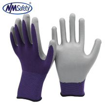 NMSAFETY 13g purple polyester Lightweight Nitrile Foam Coated Best Work Gloves, Washable_Smart Touch